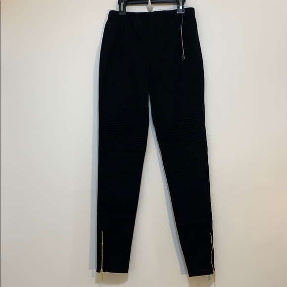 L/XL Black Moto Stretchy Biker Leggings - Picture 6 of 6